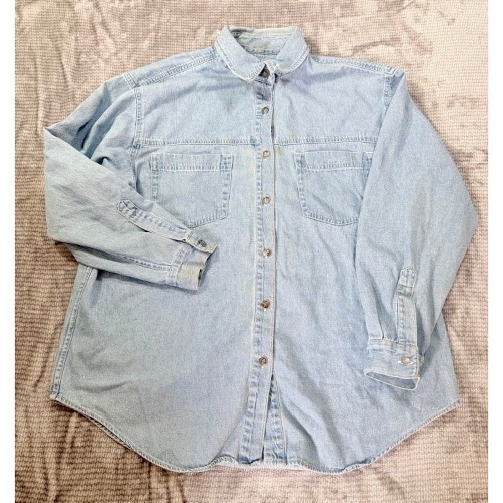Vintage Brroks Brothers Light‎ Wash Denim Button Down Shirt Long Sleeve XL